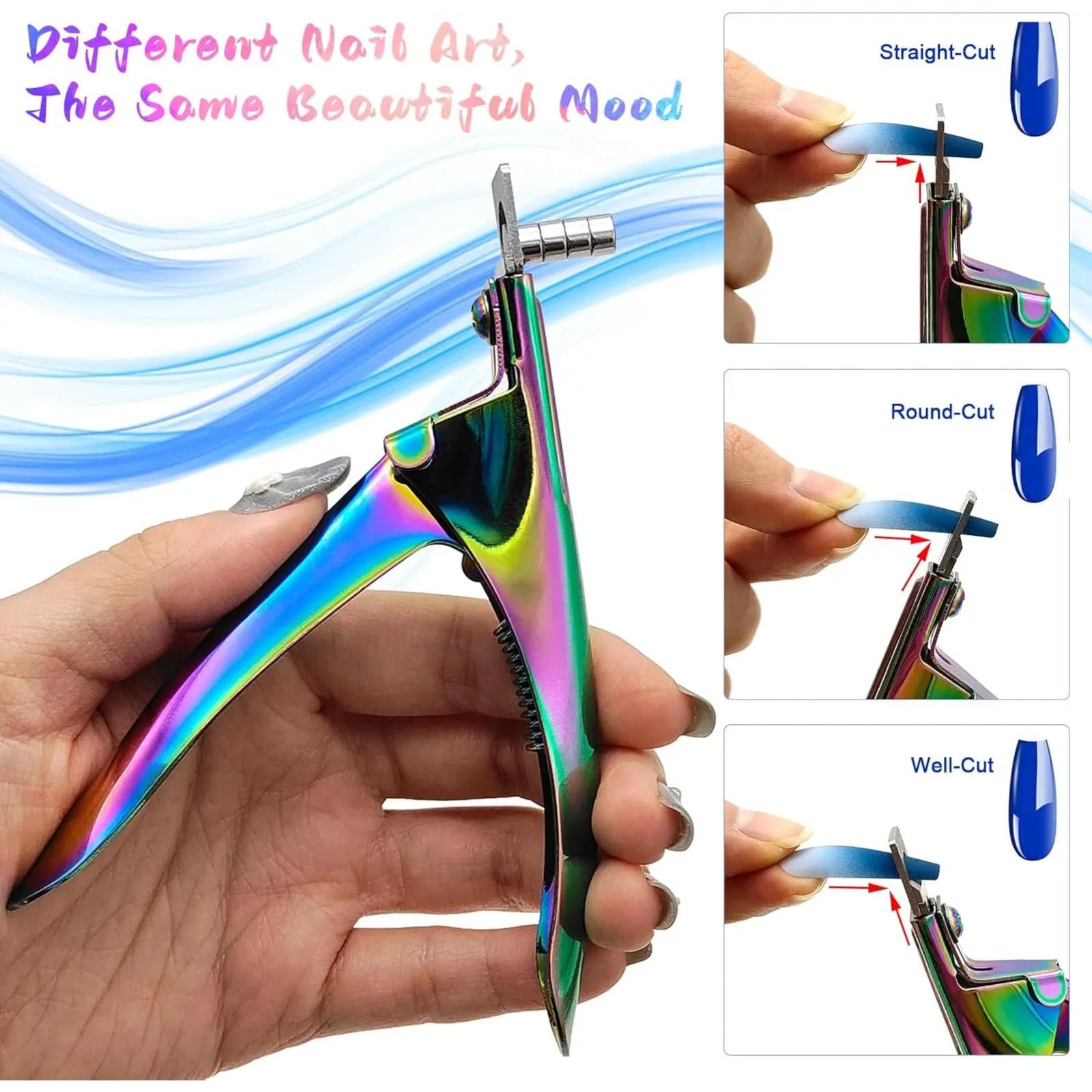 Color-Plated Titanium Straight Nail Clipper, Professional U-Shaped French Nail Cutter, Stainless Steel Nail Trimmer for Acrylic & Nail Extension Tips, Sharp Durable Manicure Tool Perfect for Salon Use, Home DIY Nail Art & Daily Nail Grooming