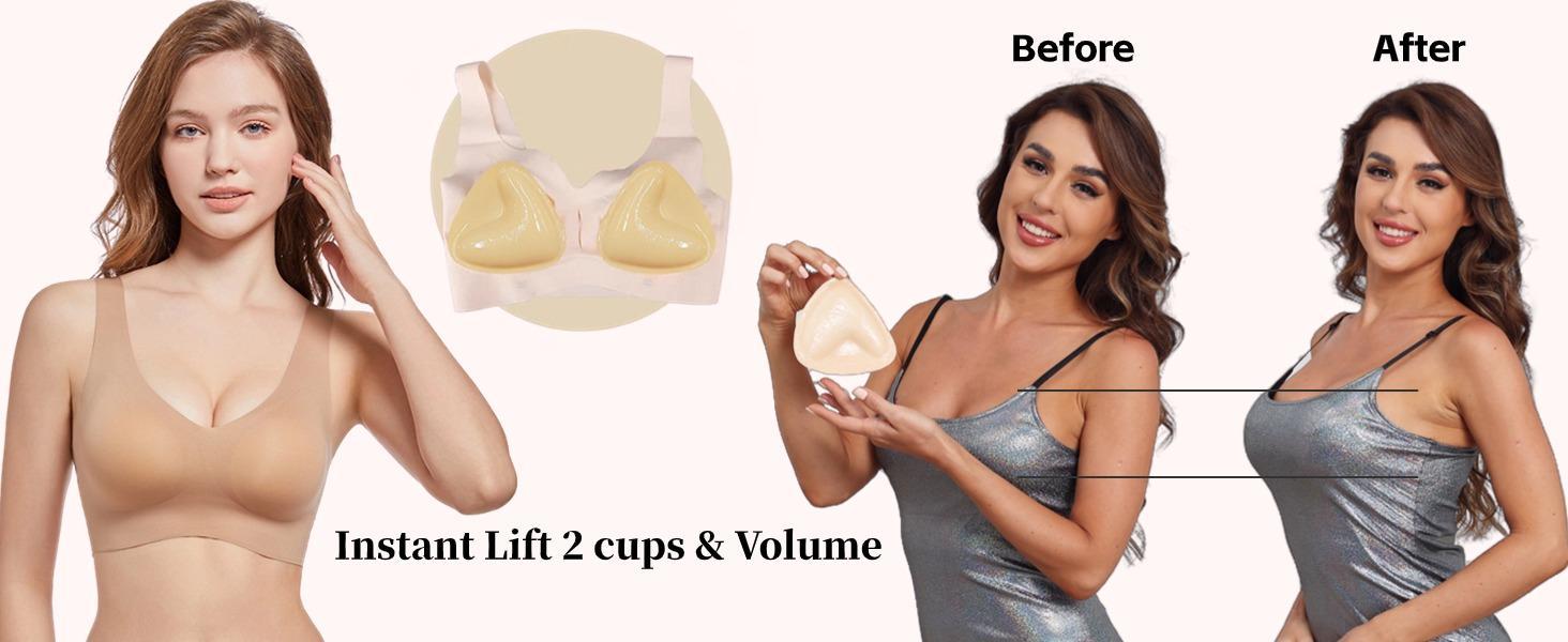 DEPOVOR Ultra Boost Inserts Double-Sided Adhesive Pads Sticky Bikini Padding Inserts for Sports Bra Swimsuit