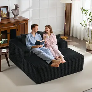 Oversized 61" Corduroy Chaise Lounge Sleeper modern modular Chenille Sectional Sofa Sofa Bed – High-Density Foam, 4 Pillows, Comfy Boneless Design, No effortless Assembly, Ideal for Living Room, Bedroom & Office, apartment dorm