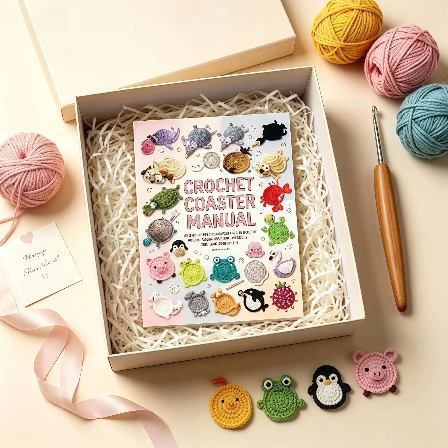 Crochet Coaster Manual, Cute Animal Coaster Crochet Pattern Book, Beginner Friendly DIY Knitting Guide, Handmade Home Decor Tutorial for Crochet Lovers
