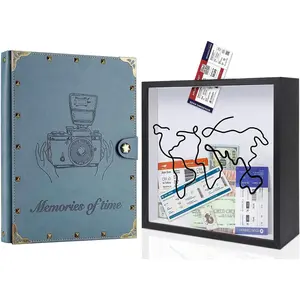 Leather Scrapbook Kits Journal Scrap Book and Adventure Archive Box 12x12inch Travel Shadow Box