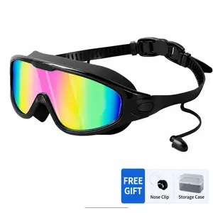 Wide View Polarized Swim  for Adults, Anti Fog UV Protection Swimming Glasses with Waterproof Seal & Ear  Plugs water  nose clip goggles