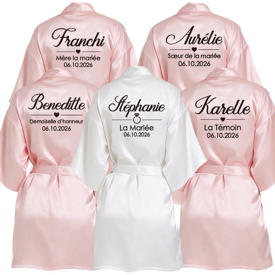 Personalized Name and Date Robe Bride Bridesmaid Bathrobe Birthday Party Gown Add Any Text Robes