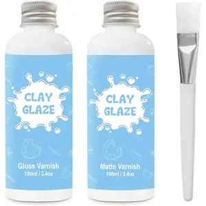2 x 100ml Air Dry Clay , Gloss & Matte Finish, Prevents Cracking, , Watertight & Fireproof, Compatible with Clay, Plaster, Metal, ,  &
