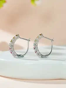 S925 Silver Earrings, Hypoallergenic, Secure Clasp, Natural Tourmaline, Bright Colors, Durable Prong Setting, Comfortable Fit