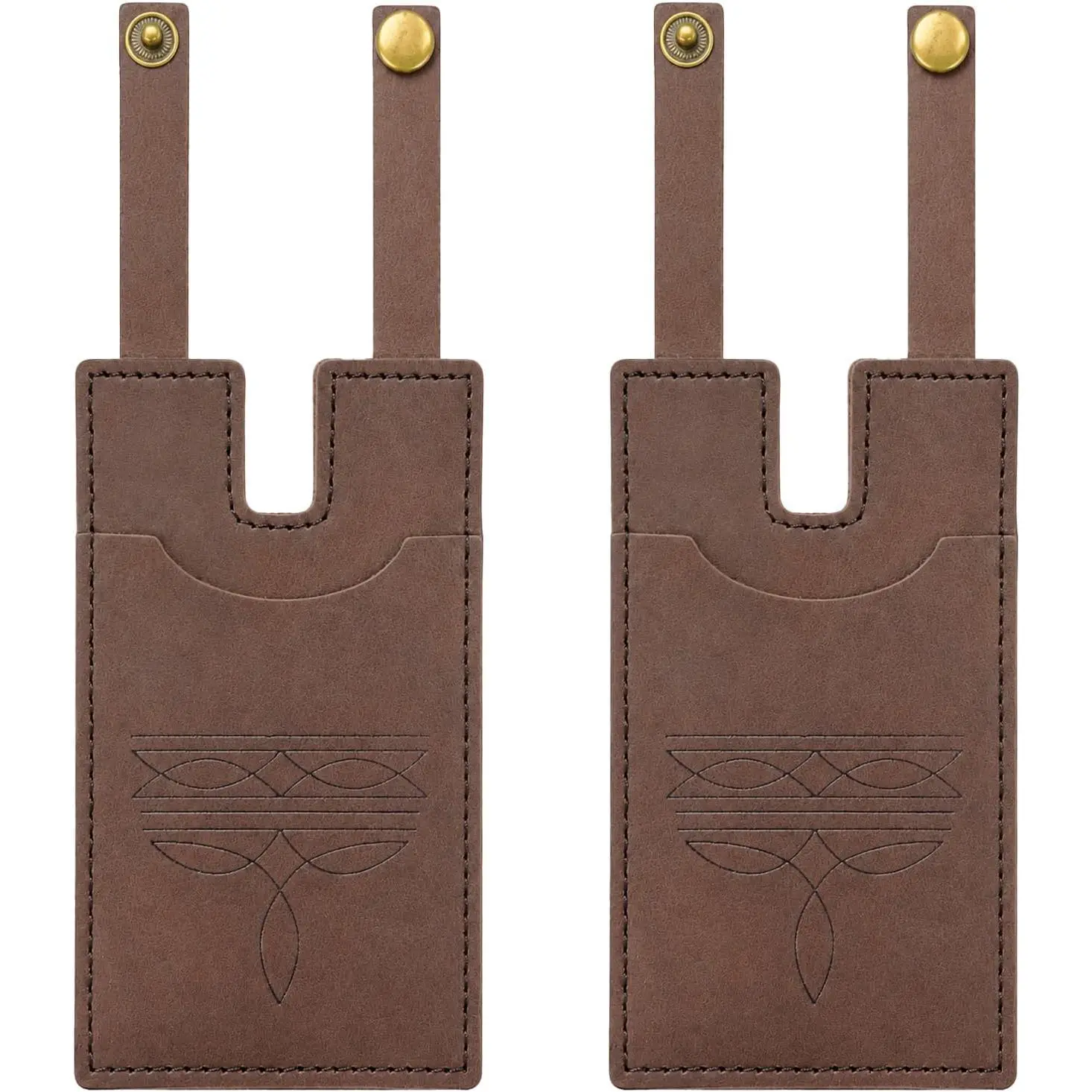 2 count Boot Wallet Women, Boot Wallet with Snap Strap, Rustic Boot Wallet Sleeve for Rodeo Nights and Pub Outings (Brown)