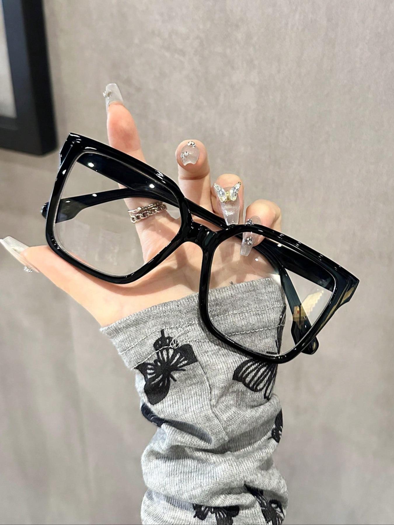 Women's Fashion Stylish Square Frames Plain/Leopard Pattern Eyeglasses, Trendy Casual Eyeglasses for Everyday Use, Fashion Accessories for Outdoor Activities, Lightweight Glasses