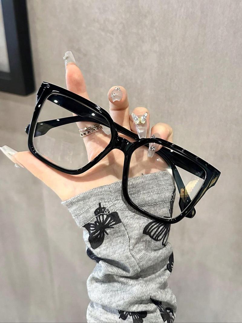 Women's Fashion Stylish Square Frames Plain/Leopard Pattern Eyeglasses, Trendy Casual Eyeglasses for Everyday Use, Fashion Accessories for Outdoor Activities, Lightweight Glasses