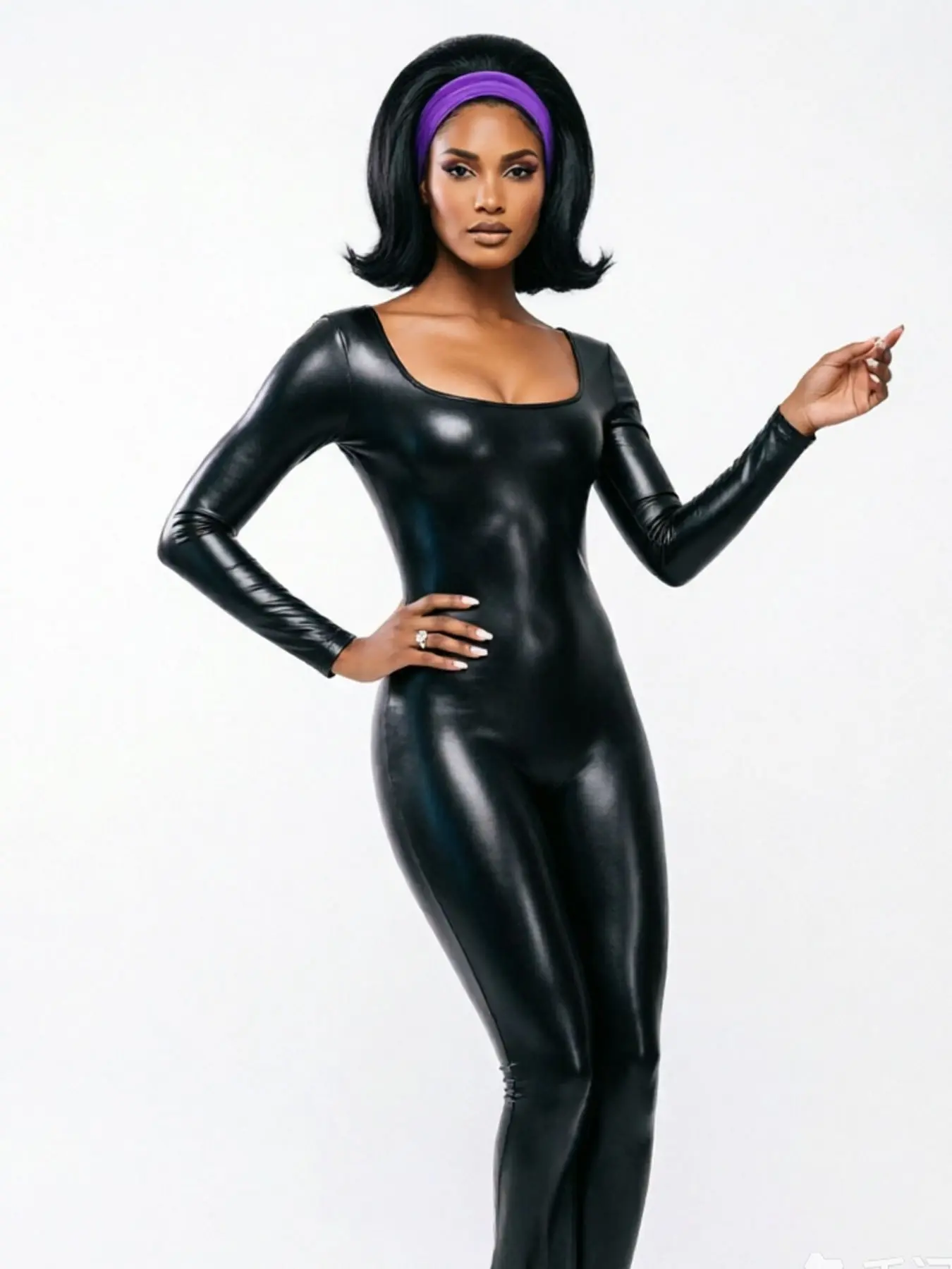 Women Leather Yoga Jumpsuit Tight Bodysuit For Party Cosplay Dress Up