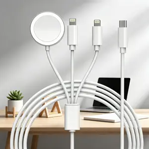 USB Three-In-One Adapter for Apple Watch/iPhone/android, Magnetic Charging, Lightning & Type-C Ports, Compact Design