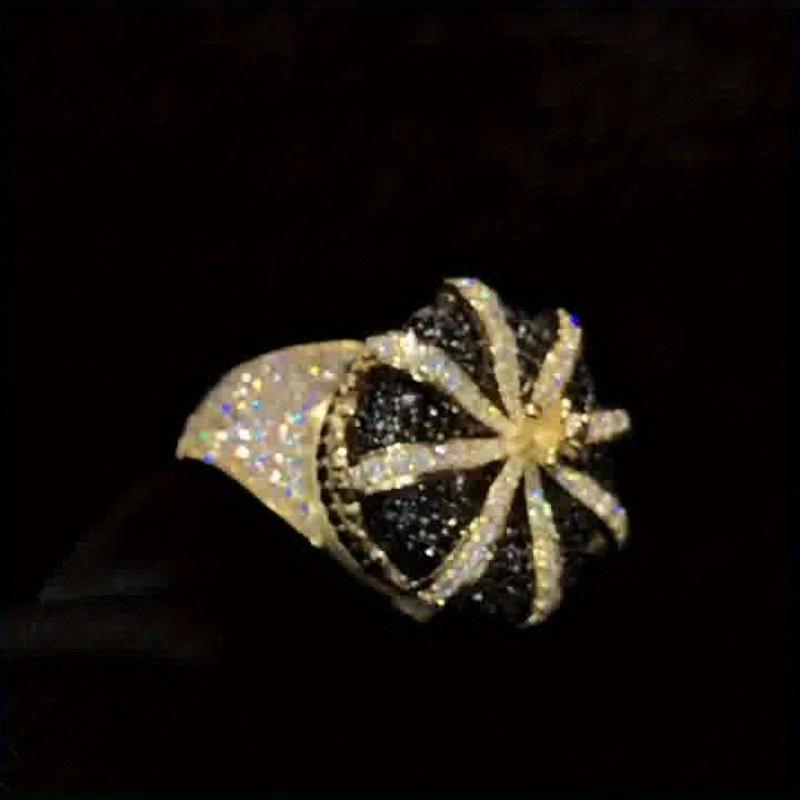 Ice Black and White Quartz Crown Ring |     18k gold plating, luxurious design paired with moissanite, platinum-plated, an ideal gift for stylish men on their birthday or for special occasions