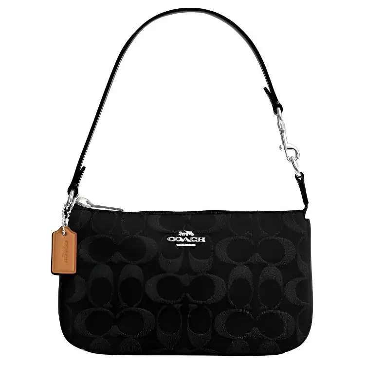 Coach Nolita 19 Small Crossbody Bag for Women, Monogram Canvas and Leather, Black