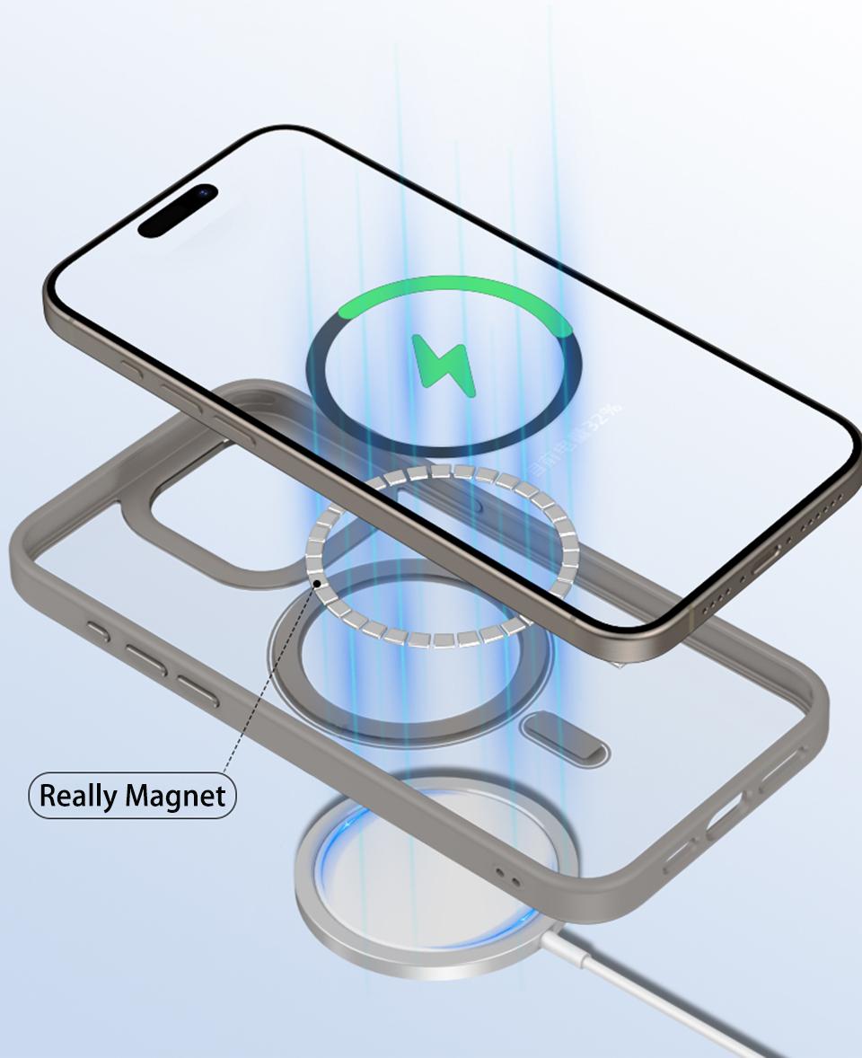 Luxury Magsafe Transparent Case For iPhone 16 15 14 13 12 Pro Max Plus Magnetic Wireless Charge Cases Cover   clear case