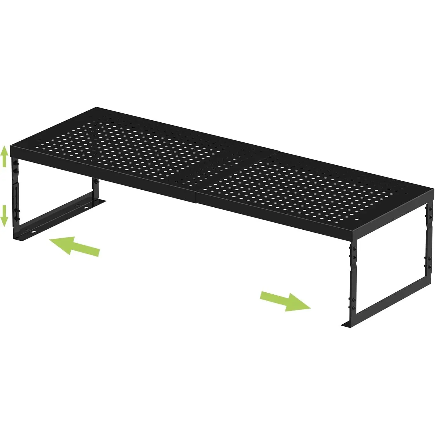 Adjustable Stackable Metal Storage Shelf Organizer - Expandable Wire Rack with Perforations for Kitchen, Pantry, Bathroom, Cabinet & Office-Compact, Durable & Sturdy (1PACK/Medium/Black)