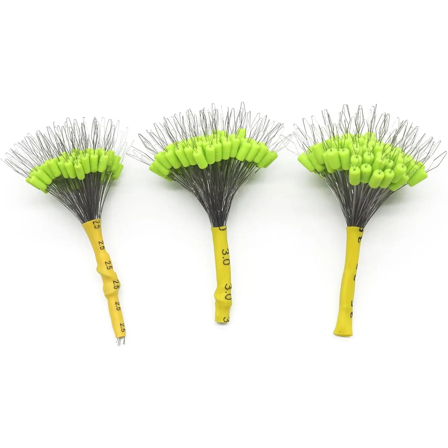 300 Pcs Big Green Rubber Fishing Bobber Stopper,Float Sinker Stops, 6 Size Cylinder Fishing Peg Float Stop Available
