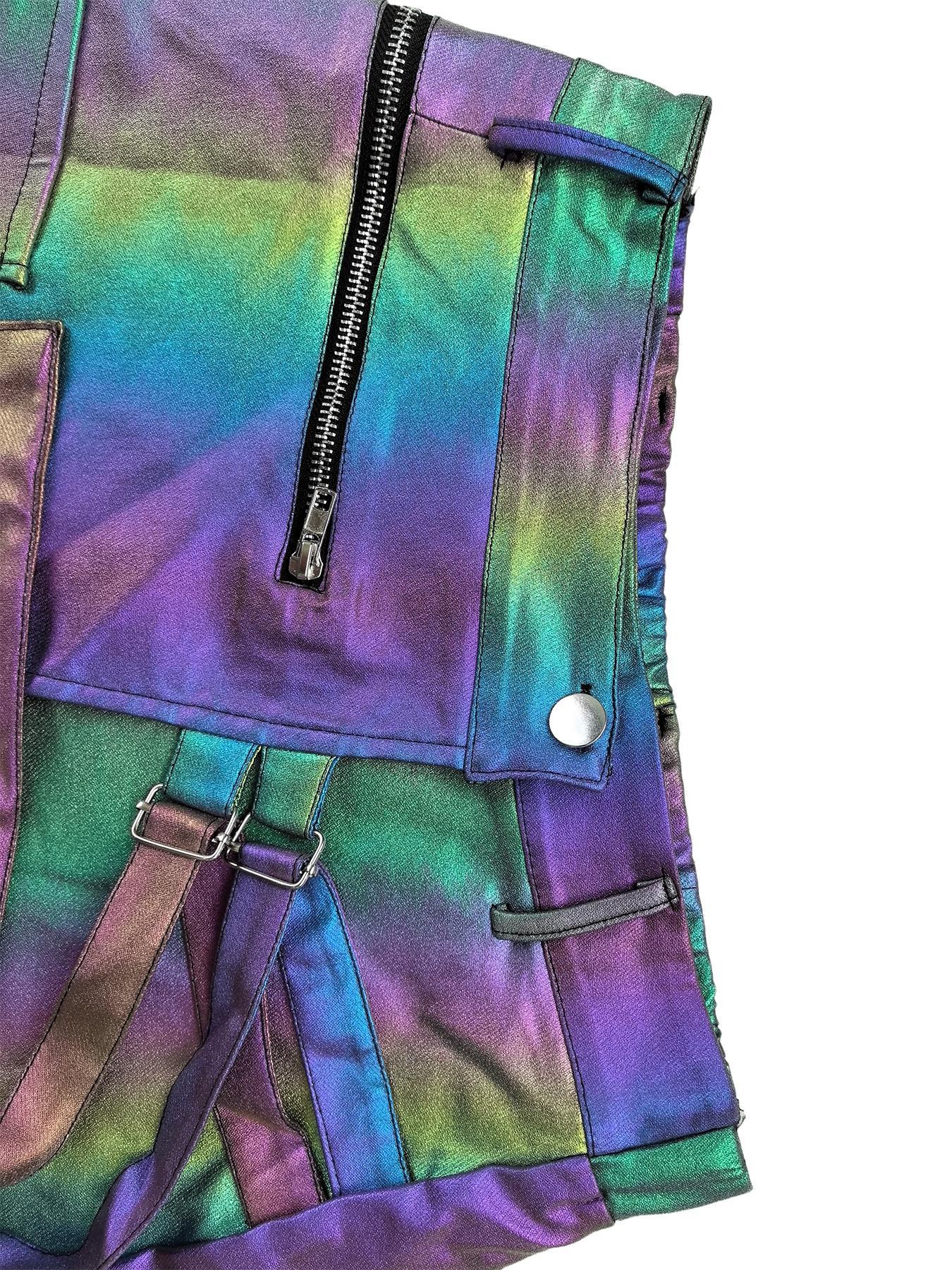 Women's Ombre Print Asymmetrical Hem Y2k Shorts, Casual Street Fashion High Waist Pocket Shorts for Daily Wear, Ladies Bottoms for All Seasons, Going Out Outfits Valentine's Day