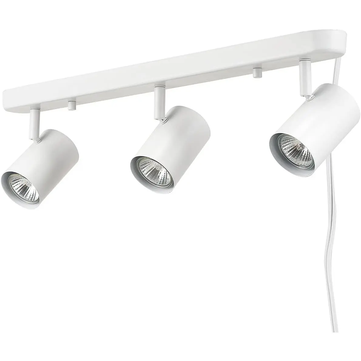 60024 3-Light Plug-in Track Lighting, Adjustable Heads, Matte White Finish, 22-inch, 15-Foot Cord with in-Line Switch, Compatible with GU10 Base Bulbs (Sold Separately)
