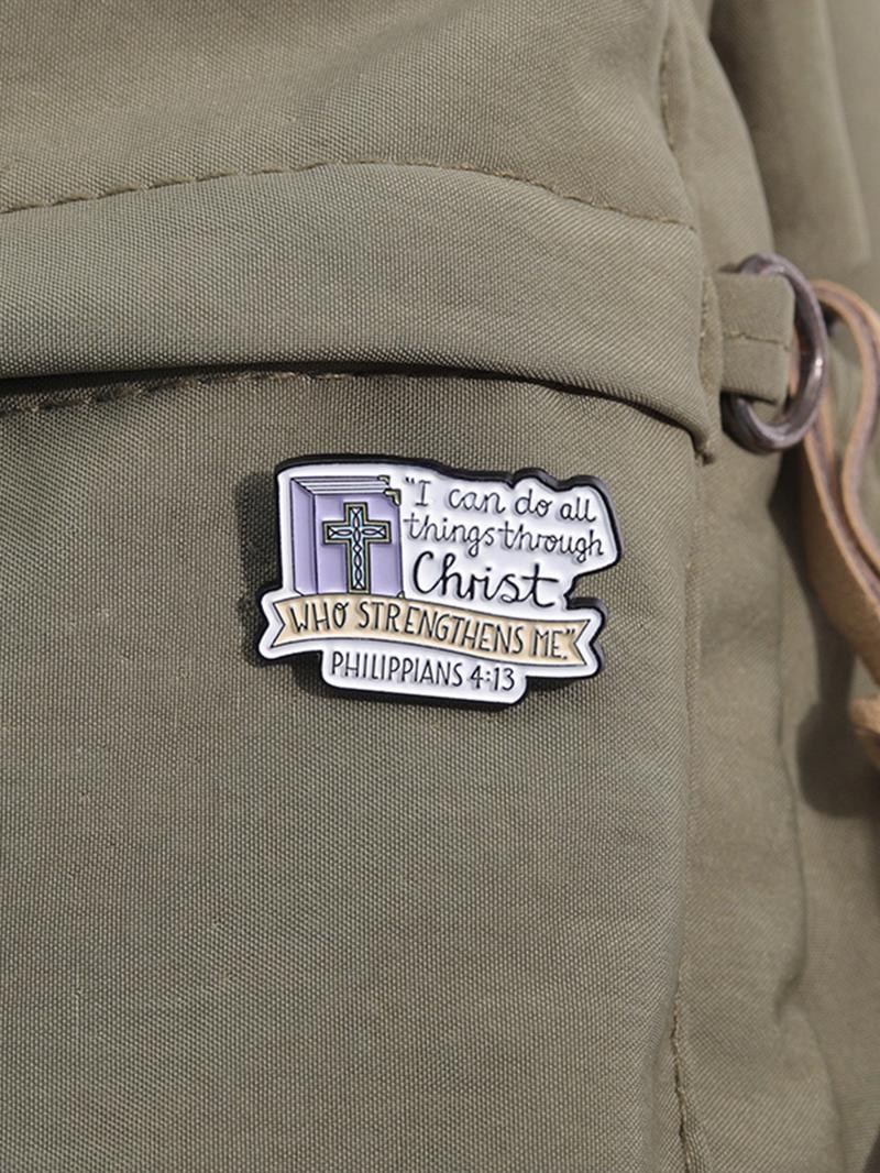 Creative Cross & Letters Print Brooch, Fashion Alloy Brooch for Daily Clothing, Clothes Accessories for Men & Women, Suitable for Clothes, Bags, Jeans, Pinbadges