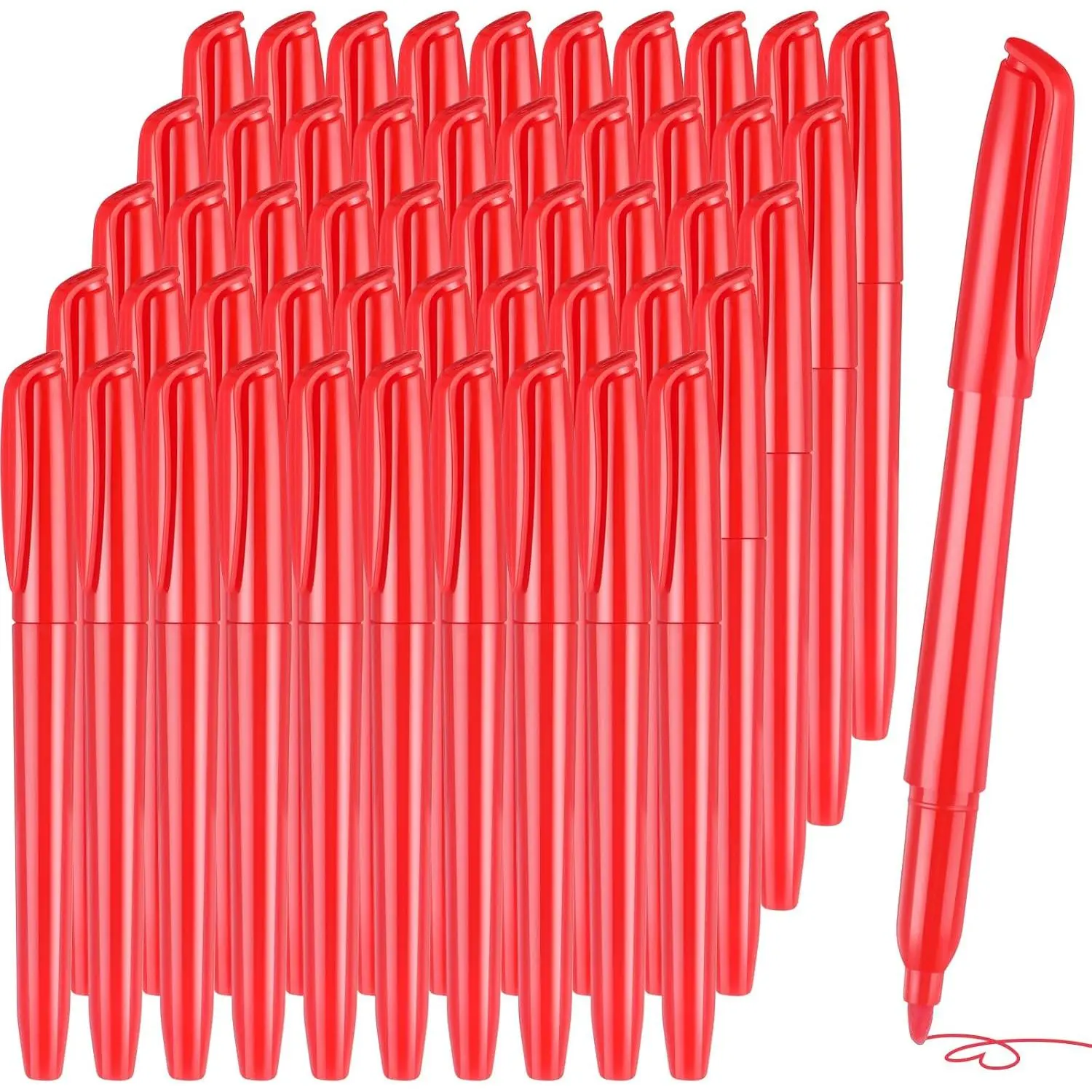 50 count Chisel Tip Highlighter Pens Bulk Pocket Style Highlighter Markers for Adults Organizing Coloring Underlining  Office(Red)