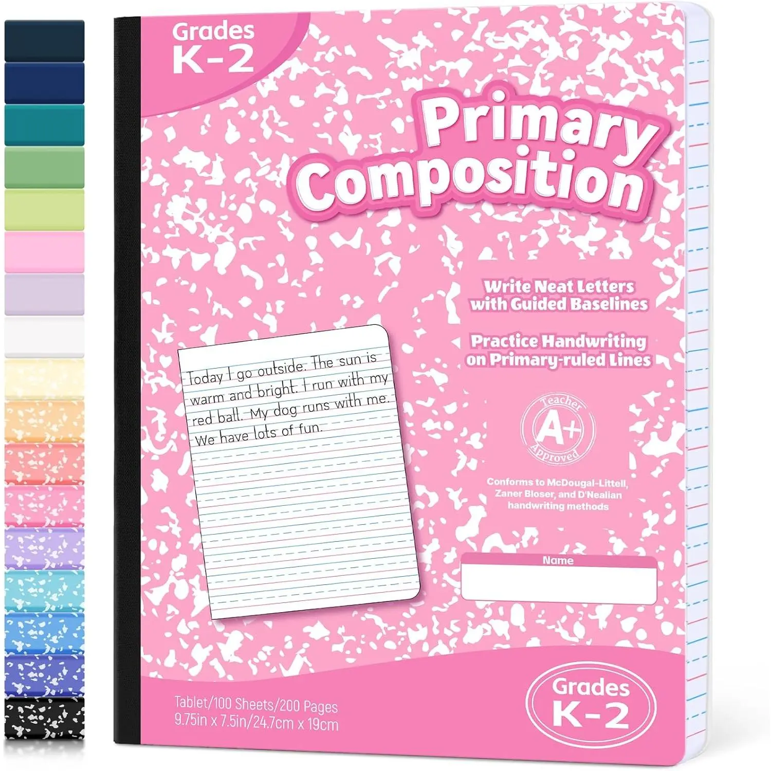 Primary Composition Notebook,Primary Ruled Journal Grades K-2 | Pastels Colors Notebooks, Sewn Binding & Hardcover Composition Books,7.5"x 9.7",200 Pages/100 Sheets, School Supplies,