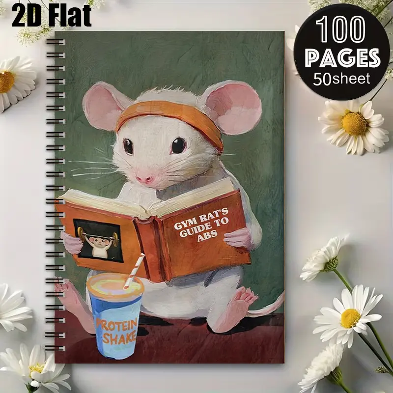 1 Gym Rat Spiral Notebook, 5.7x8.26 Inch, High-Quality Lined Pages, Durable Coil Binding, Perfect for Fitness Journaling, Workout Tracking, Home Gym Notes, Birthday Gift for Fitness Enthusiasts, Christmas Present for Gym Lovers, Daily Exercise Log B
