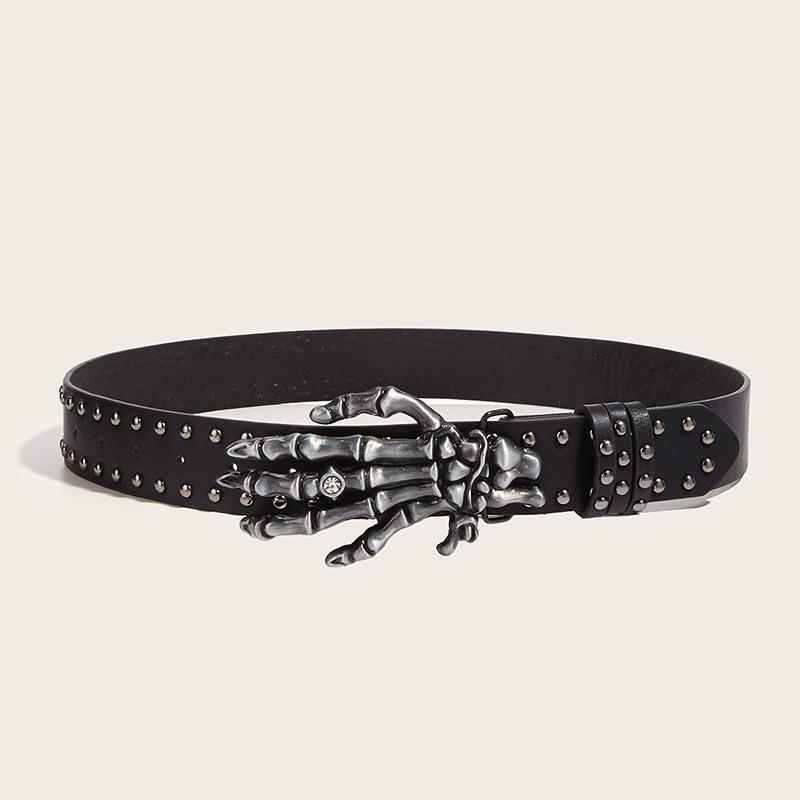 Desinger Belts for Women High Quality Luxury Brand Punk Goth Rivet Black Jeans Unisex Men Belt Paw Skull Buckle Waistband Man Gifts Fit Daily Wear