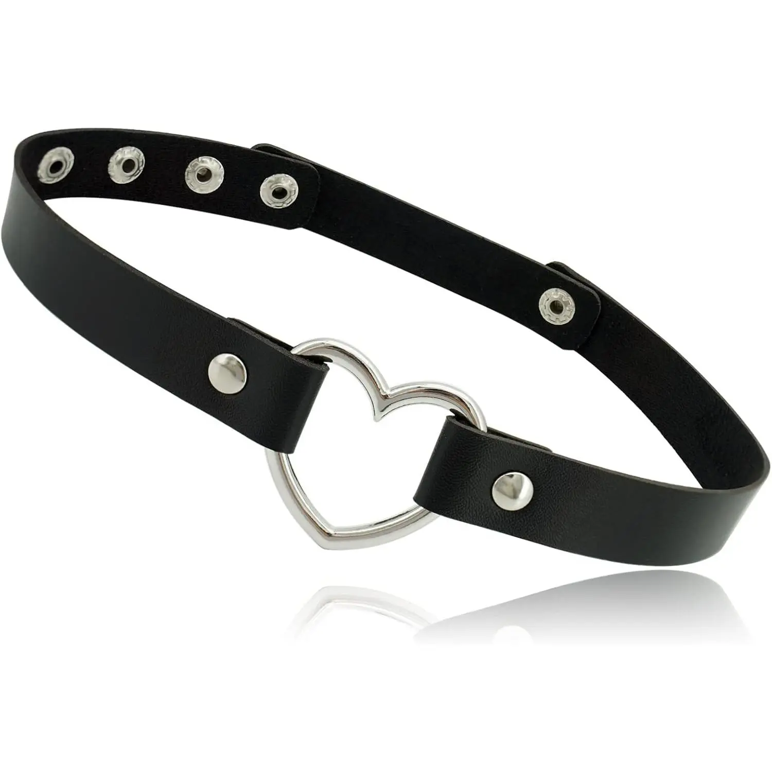 Love Heart Adjustable Leather Choker Punk PU Necklace Goth Choker Soft  Chain for Women