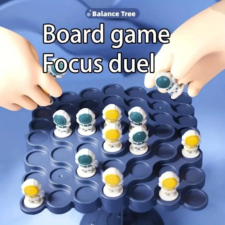 Space-Themed Astronaut Balance Tree Board Game - Durable Plastic Pieces, White/Yellow Space Tokens, Dice Included, Family Interaction Puzzle for Parents to Enhance Focus & Coordination Skills, Enhances Focus
