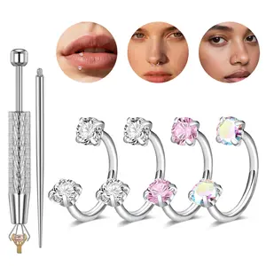 6Pcs Nose Rings - Hoops, Studs & L Shape - Hypoallergenic Stainless Steel Nose Piercings for Women & Men,