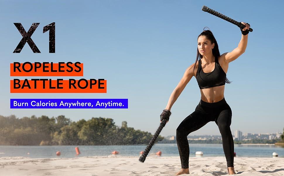 Ropeless Battle Rope Weighted for Home Gym, HIIT Workouts, Low-Impact Cardio Training