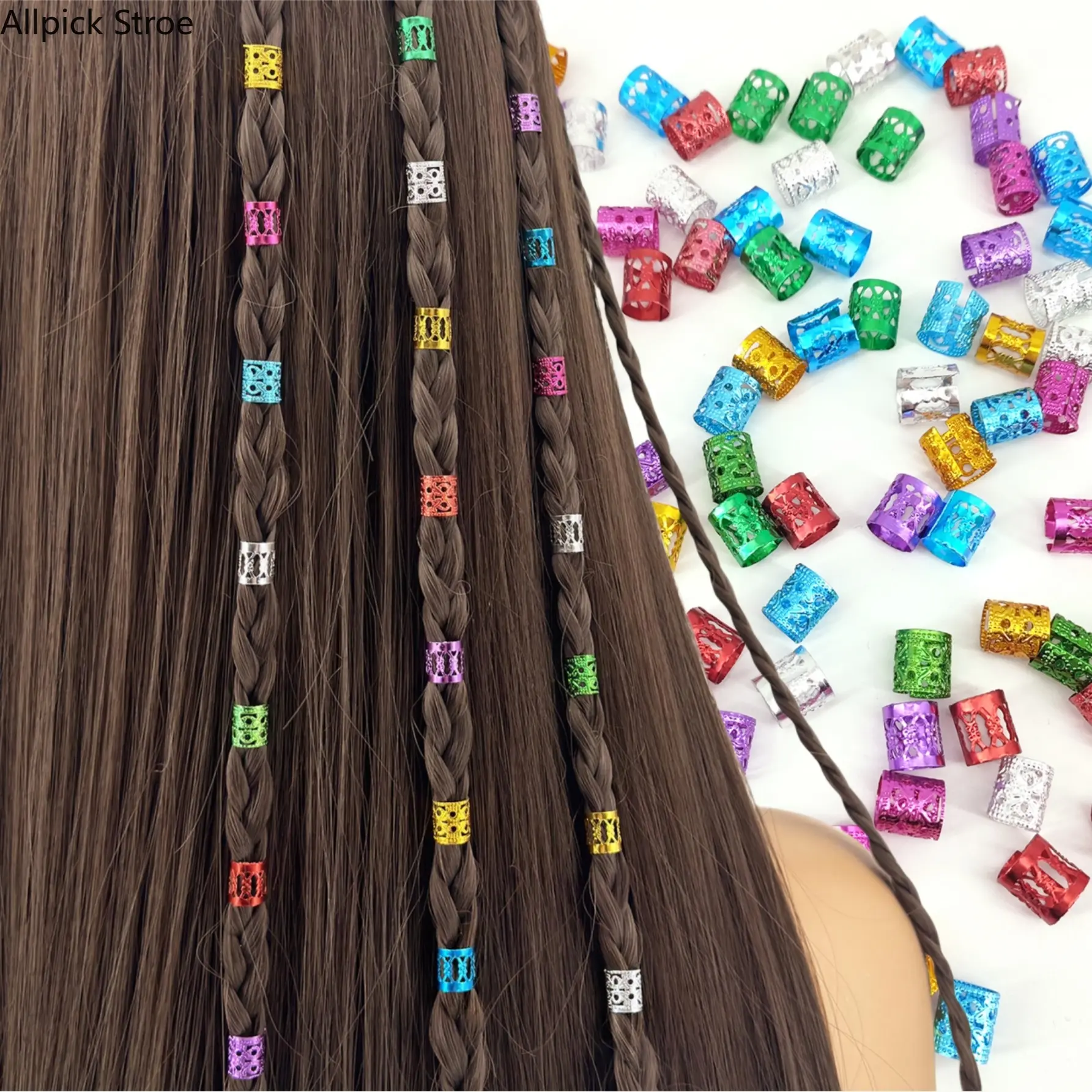 120PCS Colorful Adjustable Dreadlock Hair Cuffs, Aluminum Braid Rings & Loc Jewelry for Women & Girls, Lightweight Reusable Metal Hair Accessories for Braids, Locs, Twists, Festival Hairstyles, Boho, Y2K & Daily Styling