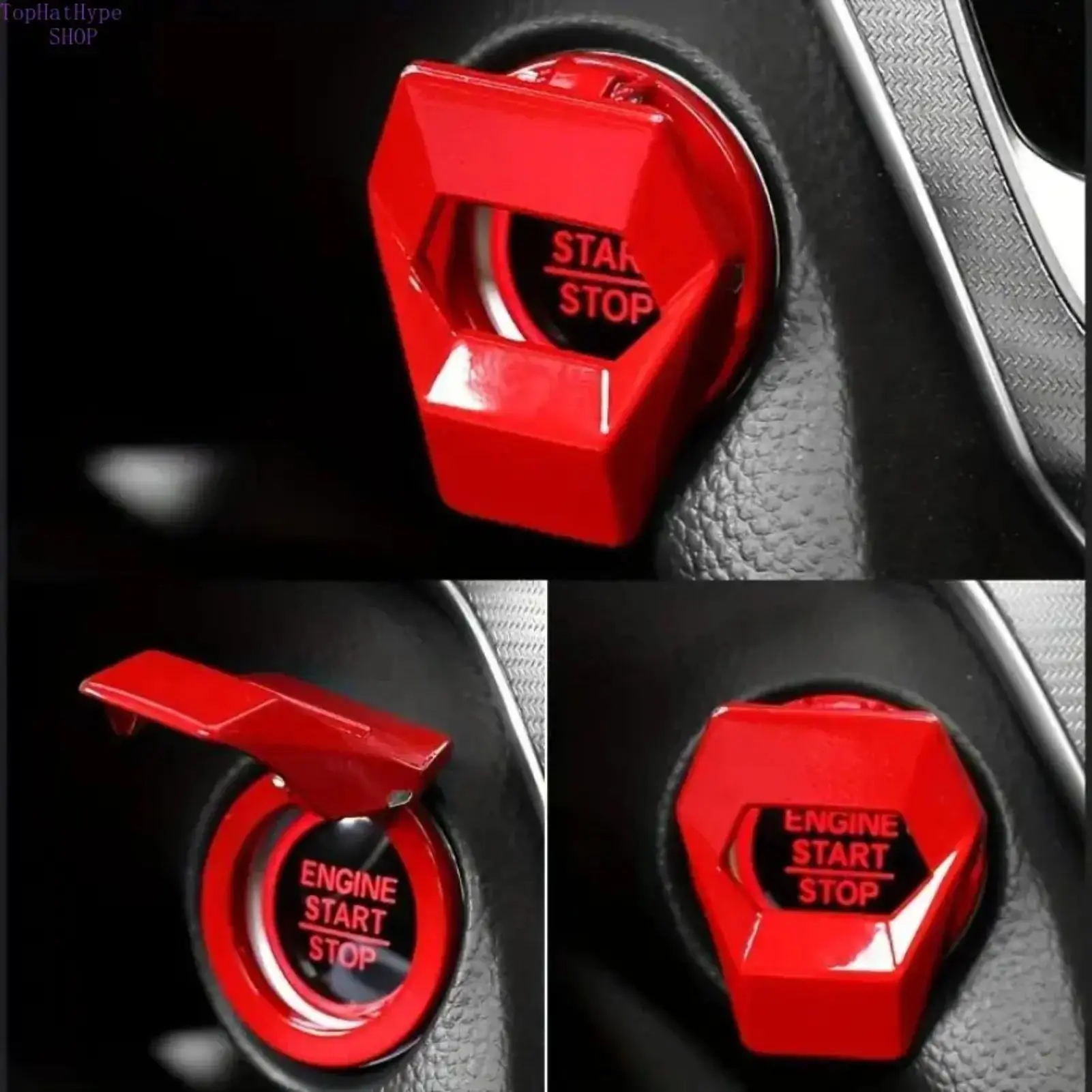 Carbon Fiber Texture Car Engine Start-Stop Button Cover - Premium Anti-Scratch Stylish Decorative Switch Trim, Universal Auto Interior Accessory for SUVs, Accessories for Car, Cars