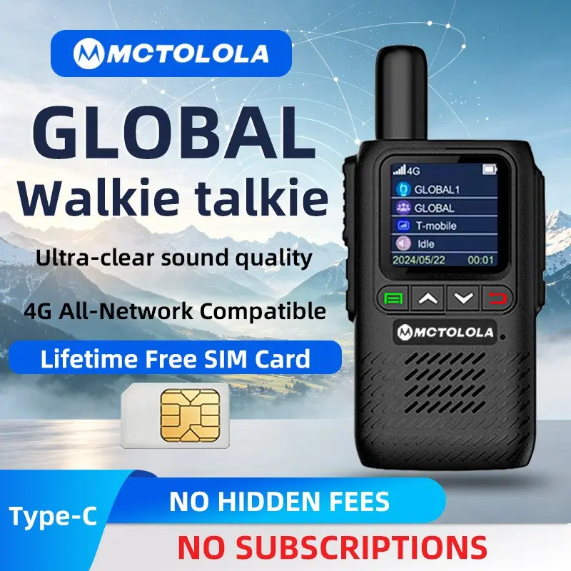 4G POC full network walkie talkie equipped with lifetime free SIM card, global unlimited distance stable intercom suitable for freight fleet, self driving long-distance travel team scheduling communication