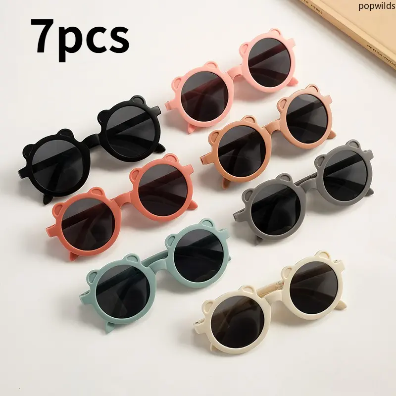 Foldable Kids Sunglasses Bear Ear Cartoon Toddler Sunglasses UV Protection Cute Children Eyewear for Baby Boys Girls