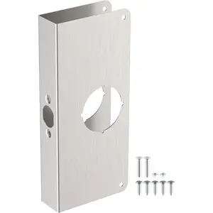 Stainless Steel Lock and Door Reinforcement Plate for 1-3/8 in Thick Doors, Stainless Steel Finish for Reinforcing and Repairing Doors - 1 Pack