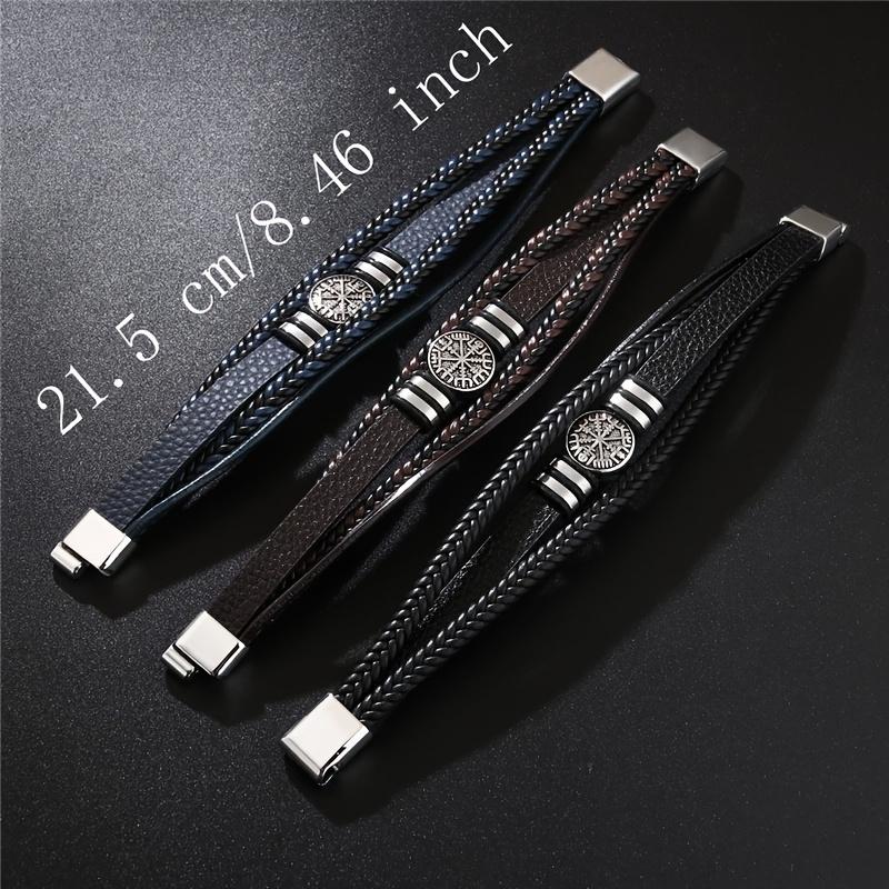 Fashionable Punk Multi-Layer Men's Bracelet, Trendy Compass Bracelet, Braided Rope Bracelet