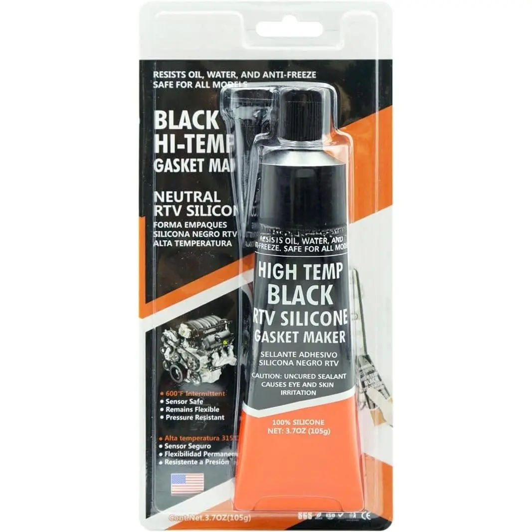 High Temperature RTV  Gasket Maker, Sealed Oil Resistant  Quick Dry Liquid for Bonding Internal Combustion, Steam Turbines, Automotive Engine  3.7OZ (Black)