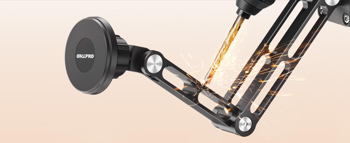 OHLPRO Tablet Wall Mount Magnetic Aluminium 360 °     Rotating iPad Wall Mount Extendable & Foldable Tablet Holder Wall for Office Kitchen Gym, Universal All Phones & Tablets