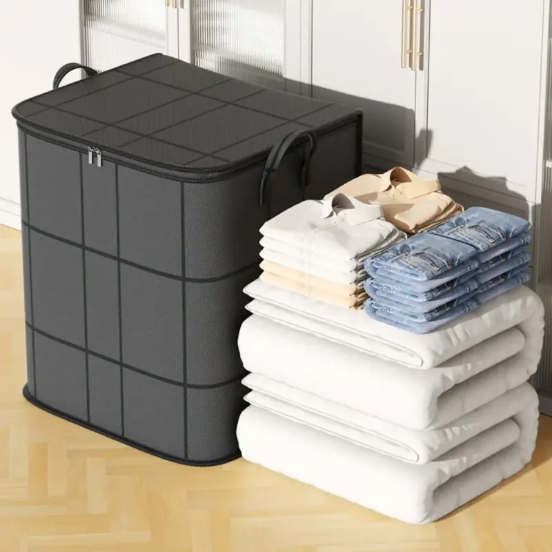 Foldable Clothes Storage Bins Clothes Organizer with Durable Handle Quilt Storage Bag Multifunction Large Capacity, 35*25*20Cm, 50*40*50Cm