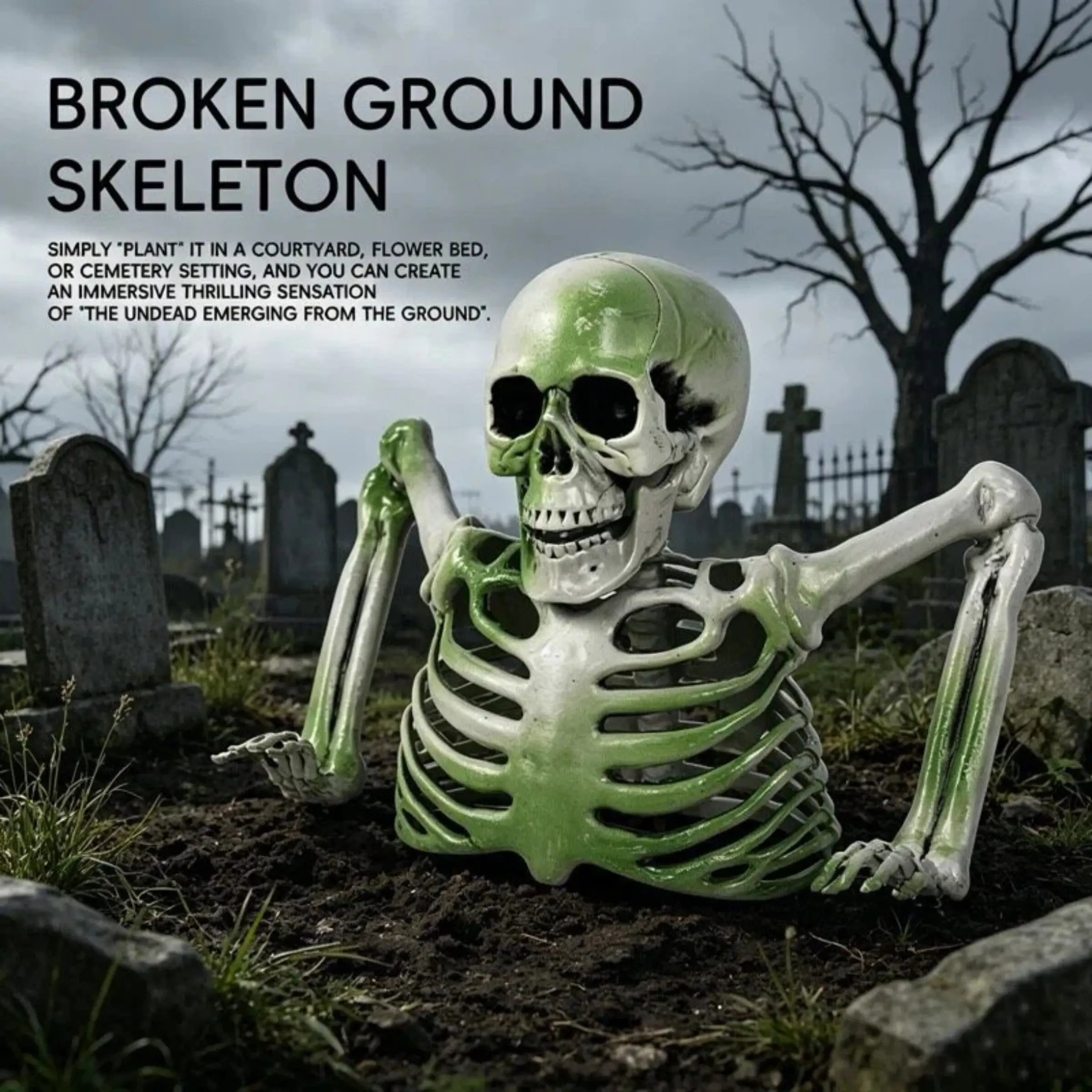 Halloween Independence Day Easter Half Skeleton Decoration, Easy Scene Setup, Desktop Ornament, Realistic Human Skeleton Model, Cool Atmosphere