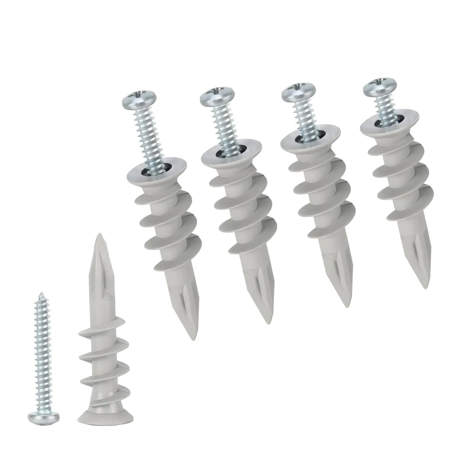 Synthetic Self-Drilling Drywall Plastic Anchors with Screws - 28 Anchors (56 Count, 28 Pairs), 50 lbs Each Load Capacity, Anti-Aging, Easy to Use Fasteners for Hardware Projects