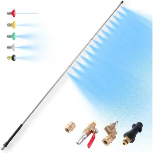 40'' Radiator Cleaning Wand for Pressure Washer, 5000 PSI High Pressure Washer Radiator Wand with 14 Linear Outlets, Stainless Steel Slim Nozzle for Car Radiator Fins, AC Condenser,Trucks, RV