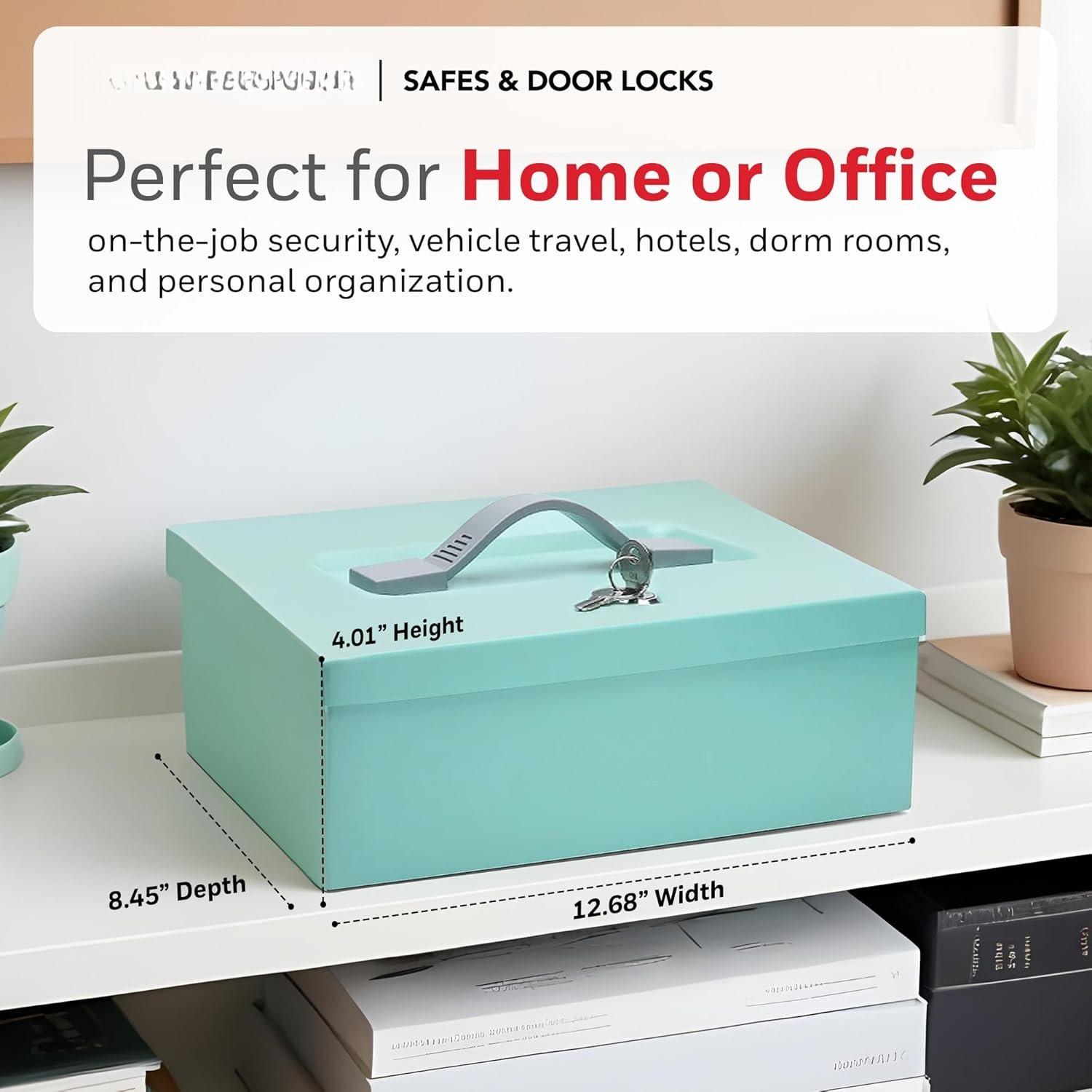 Safes & Door Locks - Small Safe Box for  - Fire Resistant Documents Lock Box with  - Steel  with Key Lock for Personal Items, ,  - 0.17 Cubic  - Teal - 6124TL