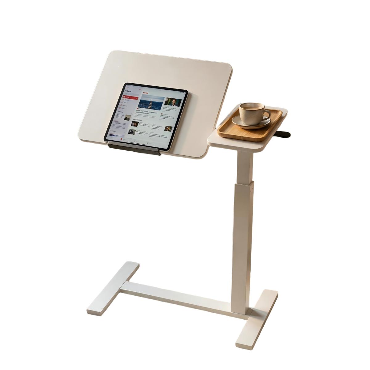 Mobile Adiustable Standing Desk, Overbed bedside desk with Flip Desktop and 4 Wheels, Height & Angle Adjustable Rolling Laptop table,Portable Over Bed Desk for Home, Office, Study, hospital.white