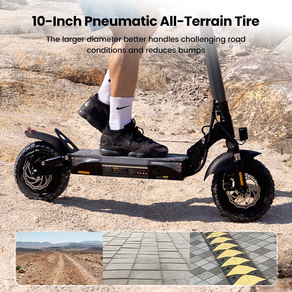 All Terrain Electric Scooter, 1000W/500W Violent Motor, Max 28MPH/25MPH Speed, 40/28/20 Mile Range, 330Lbs Capacity, 3S Folding, Dual Shock Absorption – Foldable Off-Road E-Scooter
