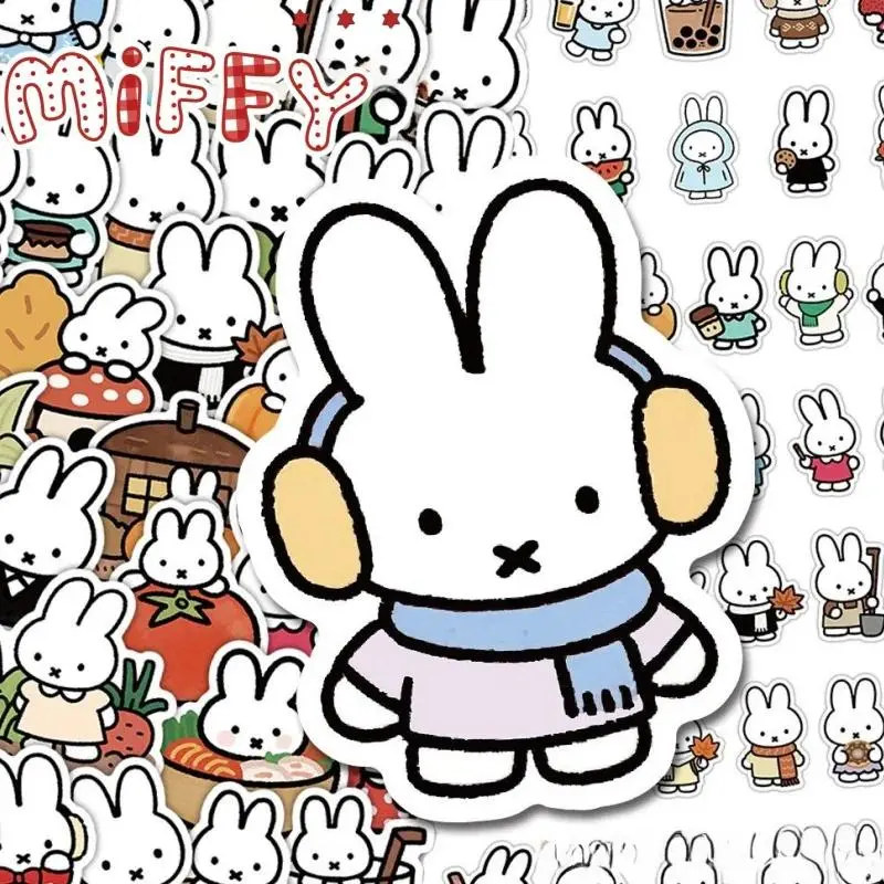 Miffy Cartoon Animation Peripheral Stickers, Cute Creative 2D Decorative Stickers for Hand Accounts, Wholesale Scrapbooking & Stamping Supplies