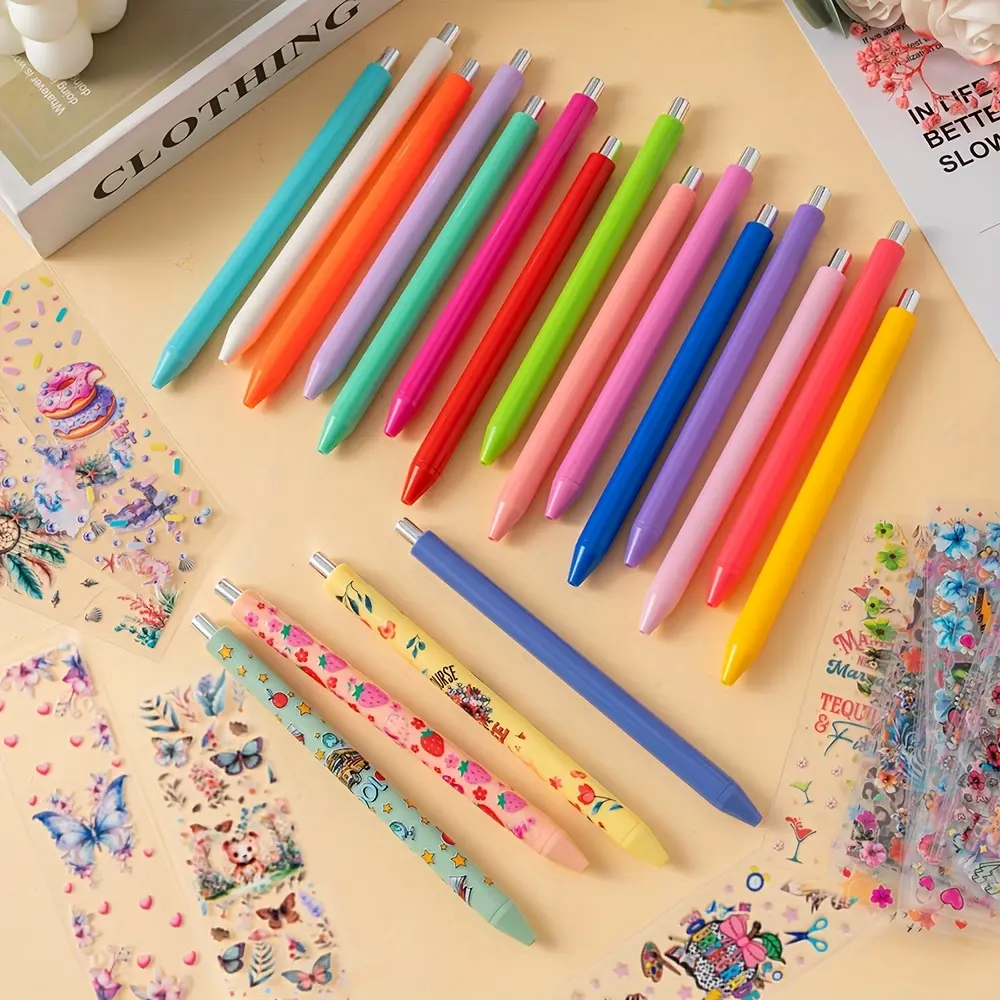 98pcs UV DTF Pen Wraps & Pen Sets, 48pcs Pens & 50pcs Mixed Styles UV DTF Pen Wraps, for DIY Gifts Crafts Classroom Use Birthday, Party Gift