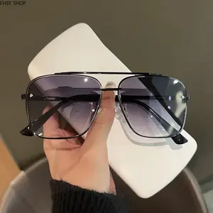 Classic Double Bridge Pilot Sunglasses for Men - 50's Style Retro Chic Protective Eyewear, Transparent Blue Lens, UV400 Broad Spectrum Protection, Lightweight for Driving/OOTD, 50'S Style Retro Men's Sunglasses
