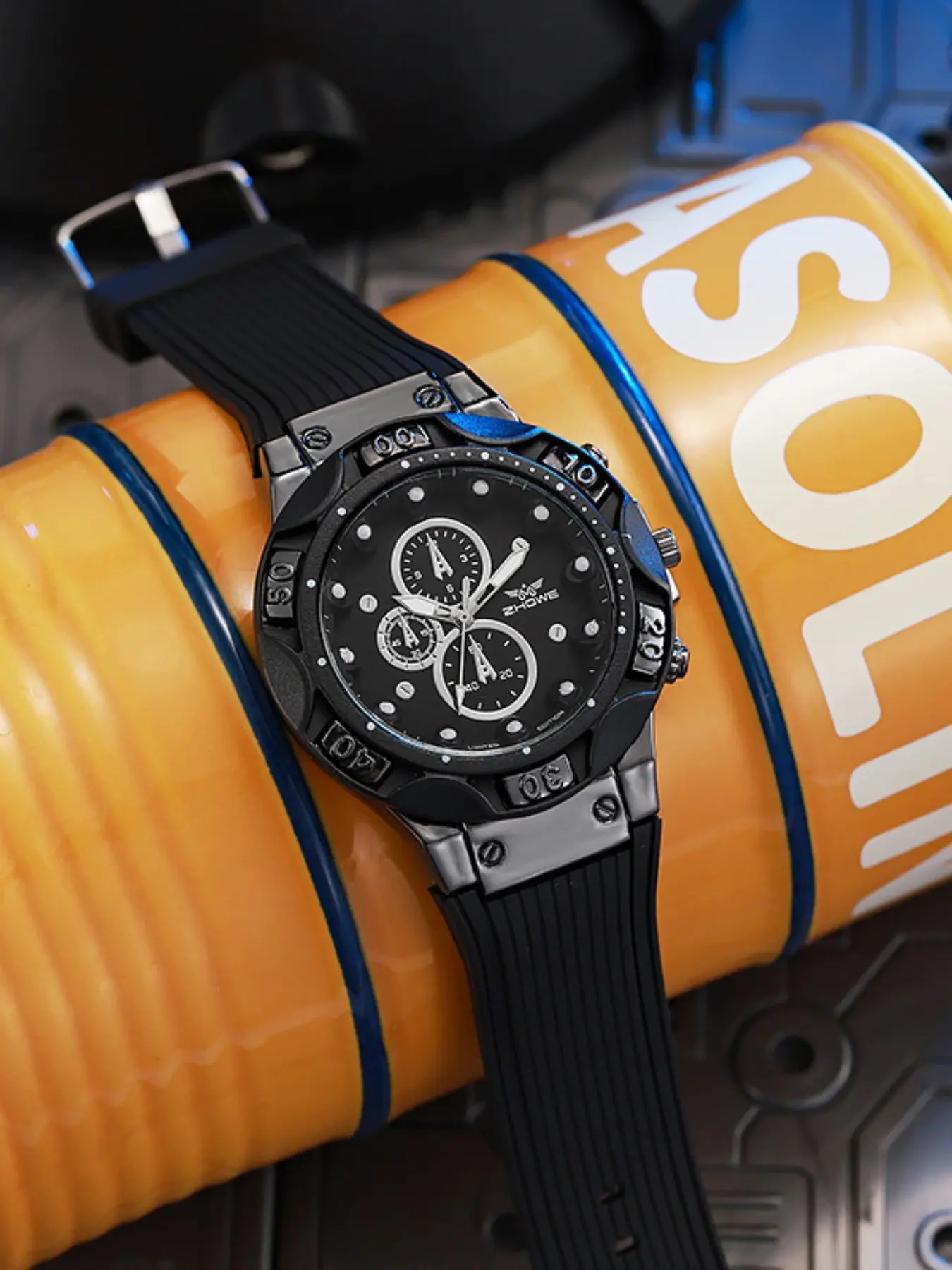 Men's Fashion Sport Quartz Watch, Large Dial, Silicone Strap, Classic Style, Perfect Gift for All Occasions