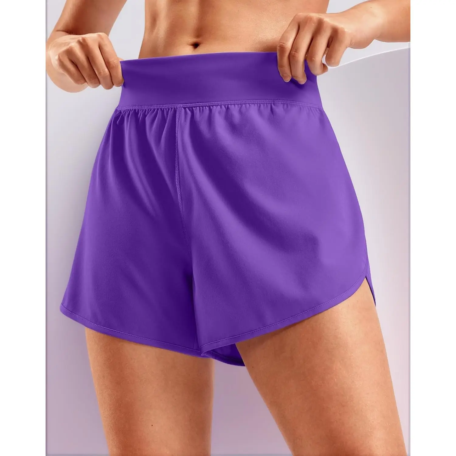 Women's Soothfeel High Waisted Drawstring Dolphin Running Shorts - 3"/4" Inseam, Quick Dry, Liner, Above the Knee, Adult Gym Workout Active Wear, Dolphin Shorts, Gym Workouts